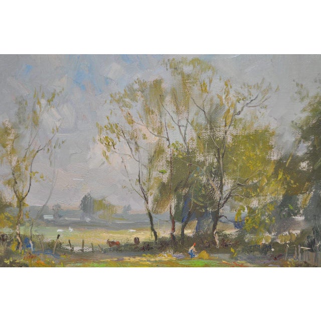 Wayne Morrell (American, 1923-2013) New England Country Landscape w/ Figures c.1970 Wonderful New England country...