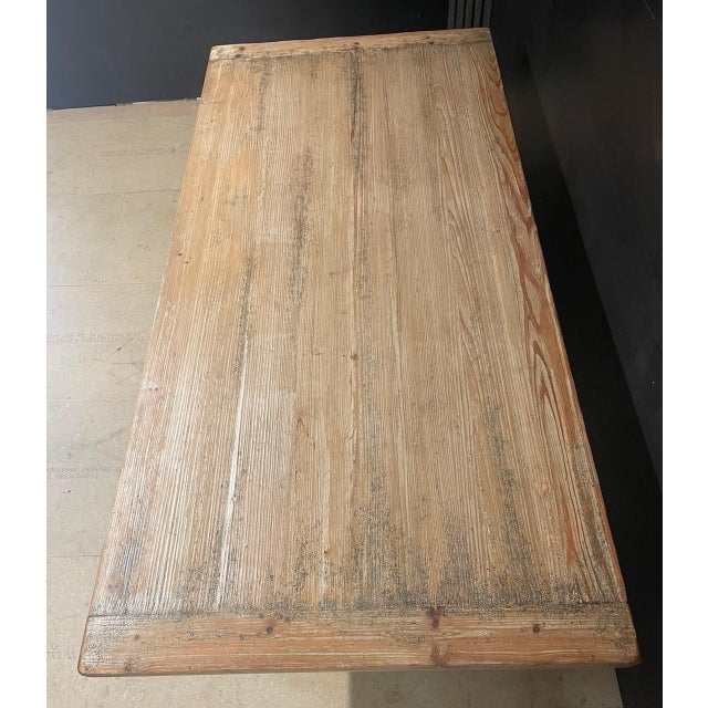 Brown Vintage Farmhouse Dining Table in Pine, 1920 For Sale - Image 8 of 18