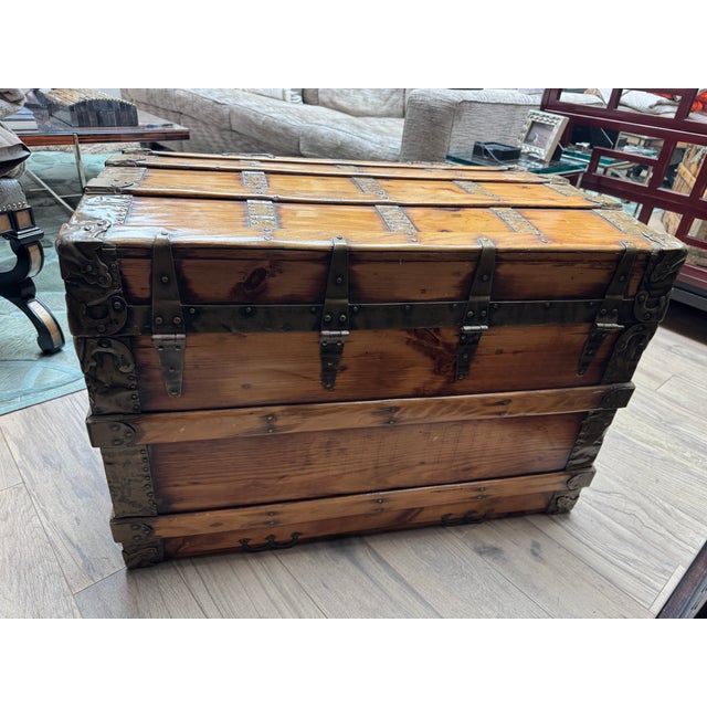 Antique Trunk Copper Lined For Sale - Image 4 of 10