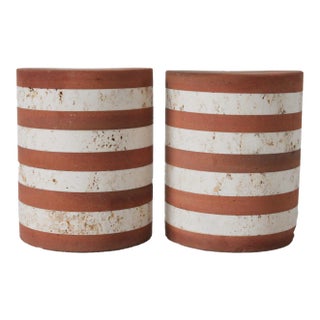 Fratelli Mannelli Striped Italian Travertine Bookends For Sale