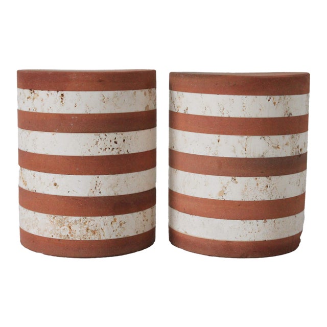 Fratelli Mannelli Striped Italian Travertine Bookends For Sale