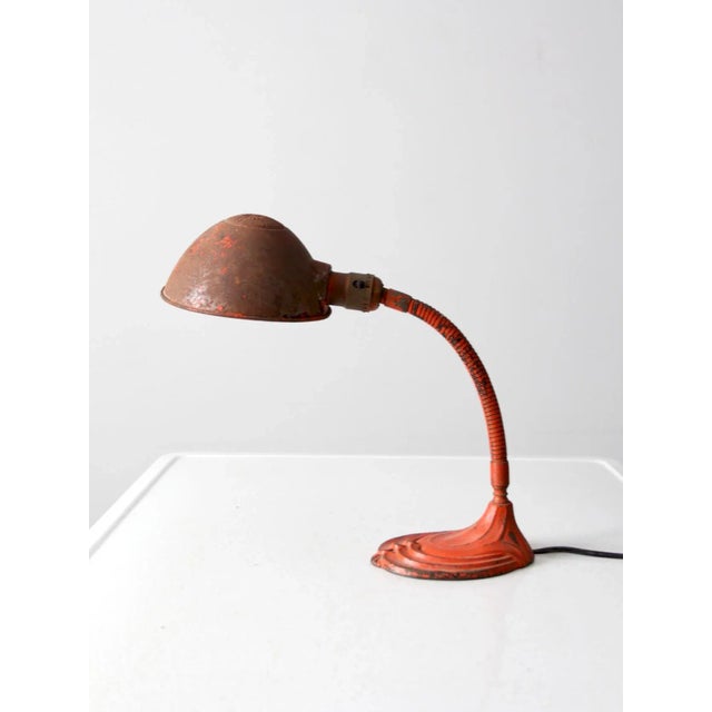 Vintage Red Gooseneck Lamp For Sale - Image 4 of 11