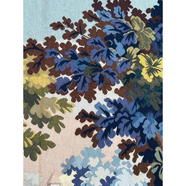 Vintage French Aubusson Tapestry Landscape with Bird, 1950s For Sale - Image 10 of 18