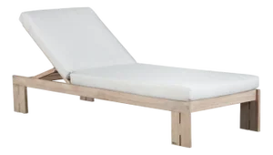Paradiso Outdoor Teak Natural Look Chaise - Light Gray Fabric