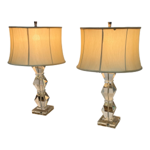 Ethan Allen Crystal Table Lamps, Pair
