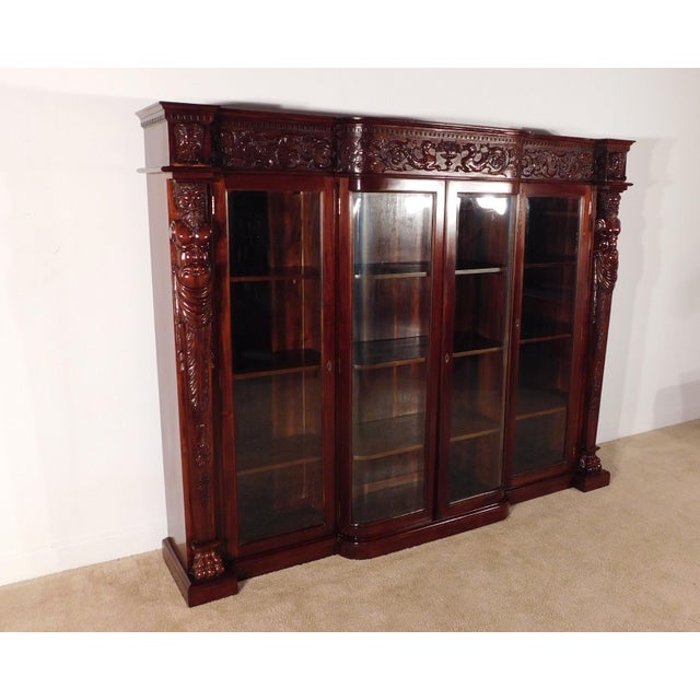 MASSIVE R J Horner Antique Renaissance Revival Baroque Carved Figural Bookcase MASSIVE R J Horner Antique Renaissance...