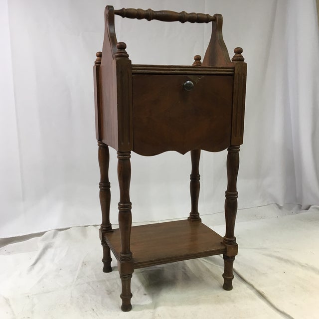 Antique Oak CopperLined Humidor Smoking Side Table Chairish