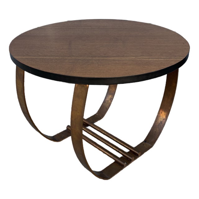 1930s Art Deco Walnut and Copper Side Table For Sale