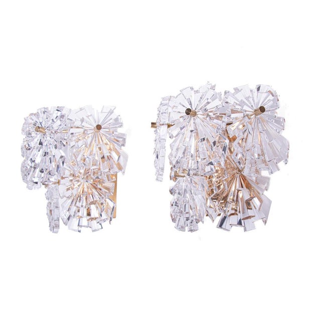 Crystal and Gilt Brass Starburst Wall Sconces from Kinkeldey, Germany, 1960s, Set of 2 For Sale - Image 6 of 11