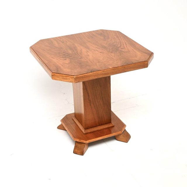 Wood Art Deco Figured Walnut Side Table, 1930s For Sale - Image 7 of 7