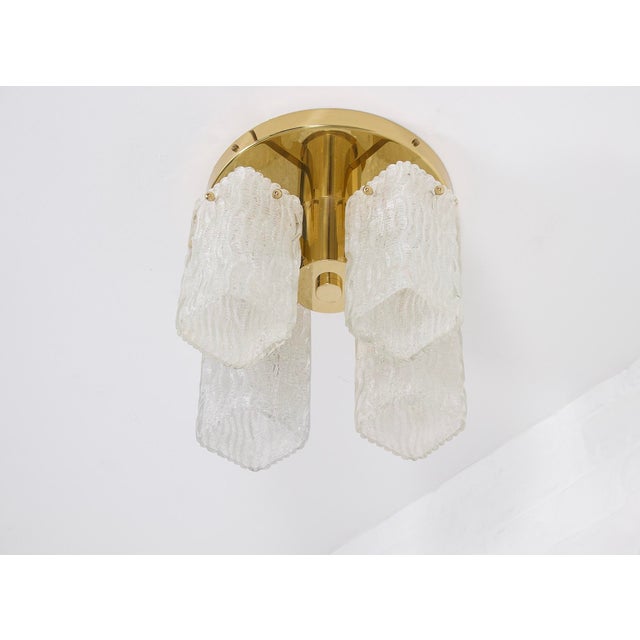 Mid-Century Modern Vintage Ceiling Light in Brass and Murano Glass, 1970s For Sale - Image 3 of 10