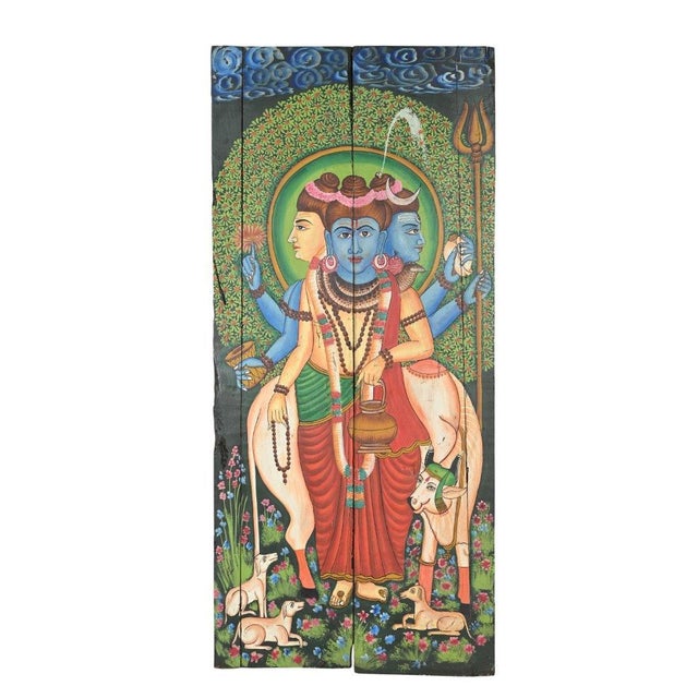 Indian Vintage Indian Painted Panel For Sale - Image 3 of 3