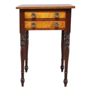 Sheraton Mahogany & Bird’s Eye Maple 2 Drawer Sewing Stand C1830 For Sale