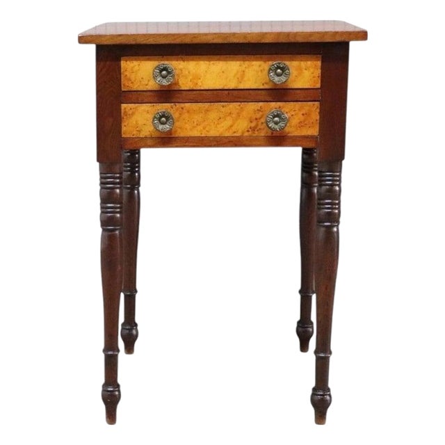 Sheraton Mahogany & Bird’s Eye Maple 2 Drawer Sewing Stand C1830 For Sale
