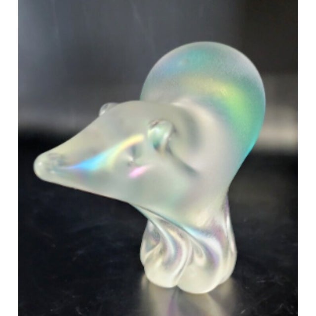 Beautiful glass bear with an iridescent finish with no chips or cracks. Signed Arte Varges on the bottom, this was done by...