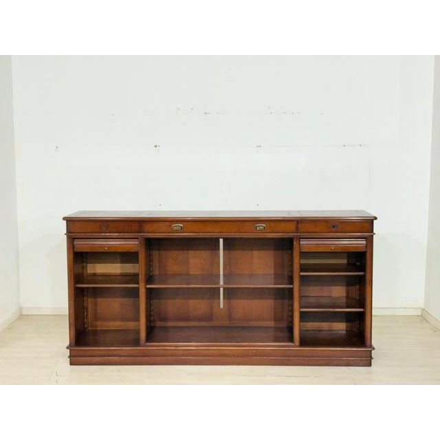 English Style Mahogany Office Sideboard with Roll-Up Doors, 1960s For Sale - Image 3 of 12