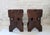 Vintage Brutalist Wood and Leather Stools, 1950s, Set of 2 For Sale - Image 6 of 12