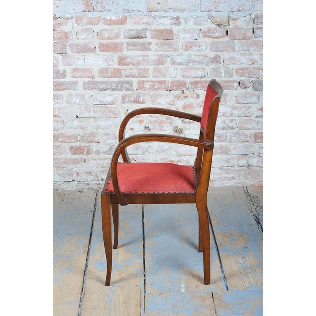 Red Art Deco Chairs in Beech by Jules Leleu, France, 1930s, Set of 4 For Sale - Image 8 of 14
