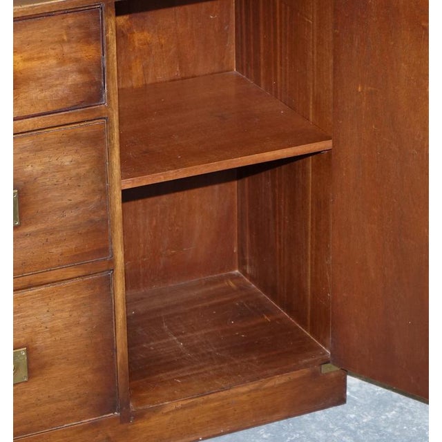 English Military Campaign Sideboard with Brass Fittings from Bevan Funnel, 1950s For Sale - Image 13 of 17