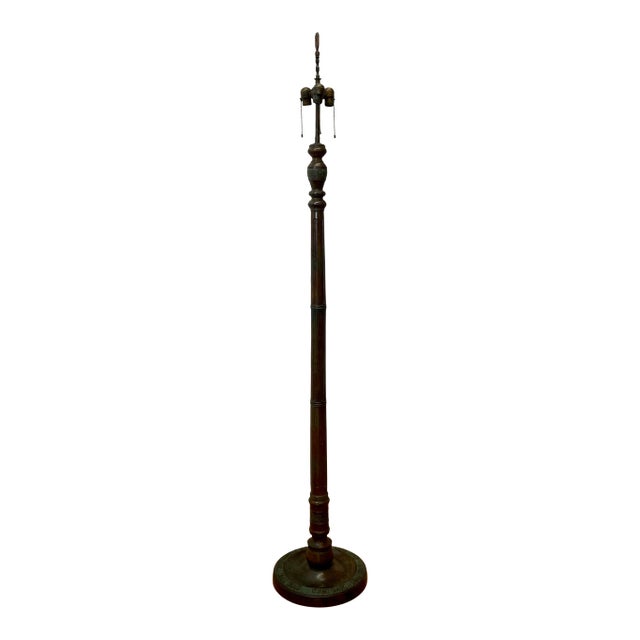 Early 20th Century Cast Bronze Floor Lamp With Neolithic Chinese Motif For Sale