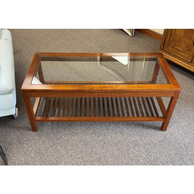 Vintage Stickley Glass Top Cocktail or Coffee Table For Sale - Image 9 of 17
