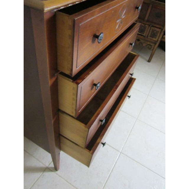 1960s Vintage British Colonial Style Wood Chest 4 Drawer Dark Tone For Sale - Image 10 of 12