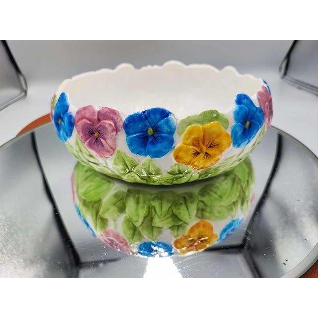 Art Deco Flower Plate with Pansies, 1930s For Sale - Image 4 of 6