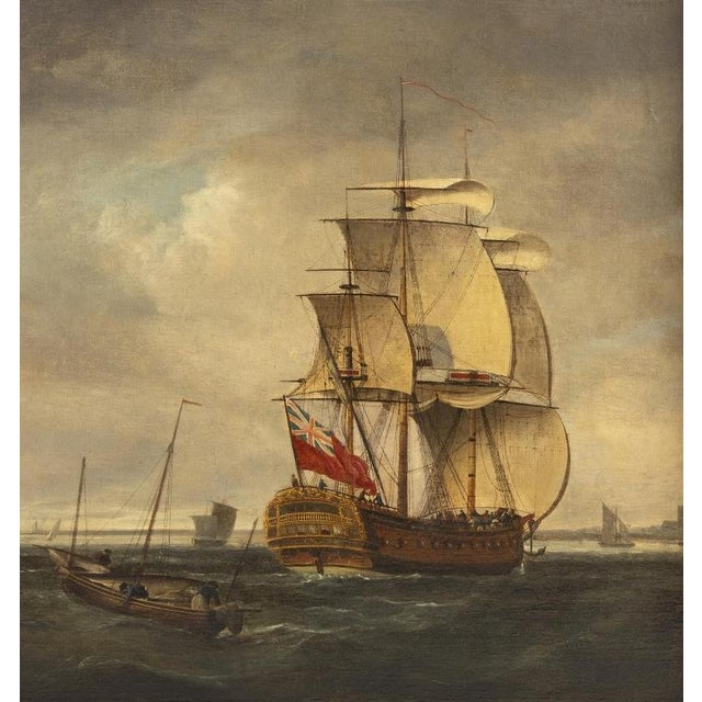 MARINE, 1800s, Oil on Canvas For Sale - Image 5 of 9