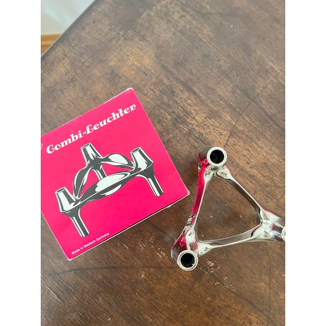 Vintage Stoff Nagel modular candle holder in the original box, designed by BMF in the 1970s. Made from durable zinc alloy,...