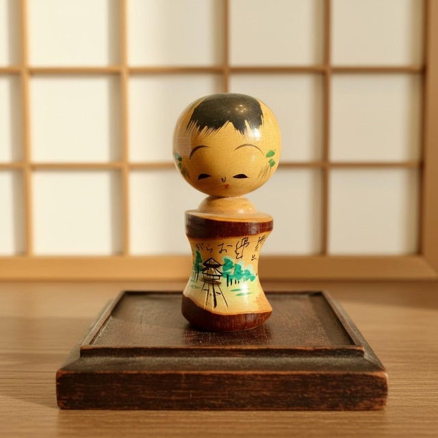 Vintage Japanese Kokeshi Dolls-Set of 4-Miniature Hand Painted Wood-Japan- MCM For Sale - Image 6 of 11