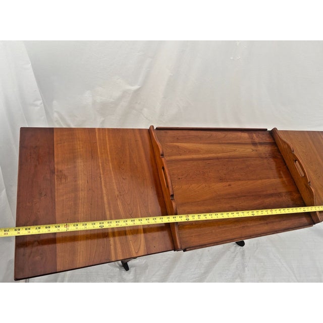 Brown 1990s Stickley Vintage Cherry Expanding Bar Tea Cart Server Butlers Table Rolling For Sale - Image 8 of 12