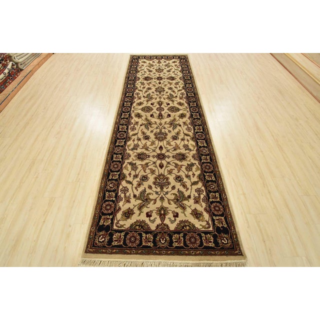 Farmhouse Agra Runner 4’1” X 11’10” Beige Wool Traditional Hand-Knotted Oriental Rug For Sale - Image 3 of 13