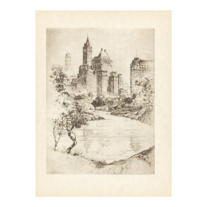 "Plaza Towers" (Plaza Hotel, Central Park) 1939 Etching by Anton Schutz