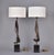 Brutalist Pair Vintage Italian Brutalist Style Lamps With White Shades For Sale - Image 3 of 10