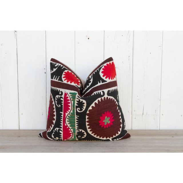 Emma Black & White Vintage Suzani Pillow For Sale - Image 9 of 9