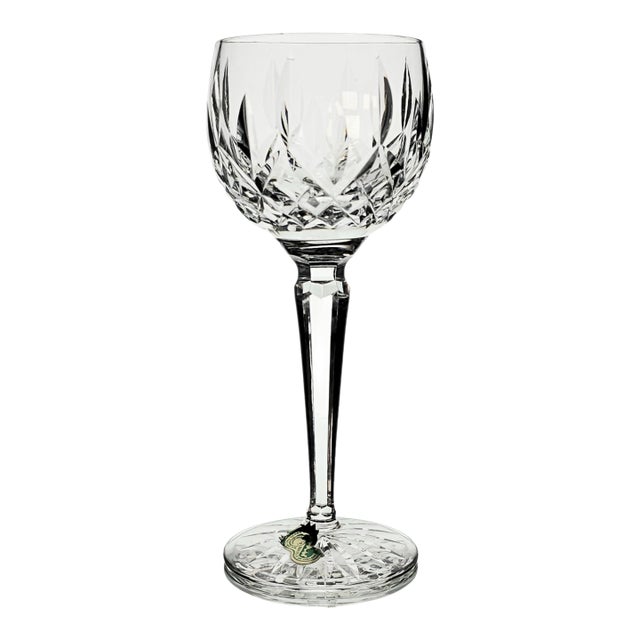 Late 20th Century Waterford Lismore Hand Cut Crystal Hock Wine Glass For Sale