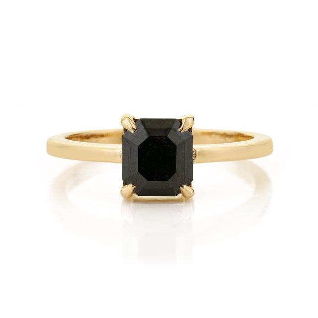 Modern 14k Gold Solitaire Diamond Prong Set Ring Size 9 For Sale - Image 4 of 14