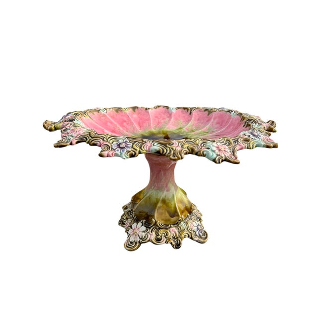 Late 19th Century Antique European Majolica Compote For Sale - Image 5 of 11