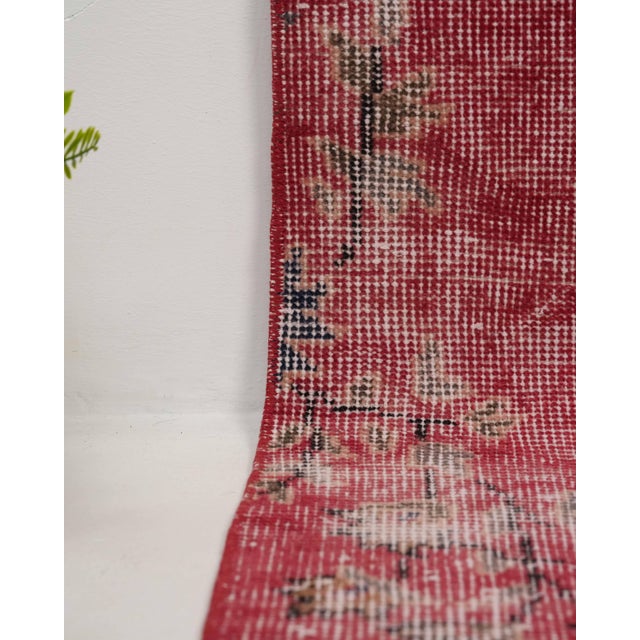 Turkish 1970s Vintage Turkish Handmade Wool Cotton Red Runner Rug For Sale - Image 3 of 11