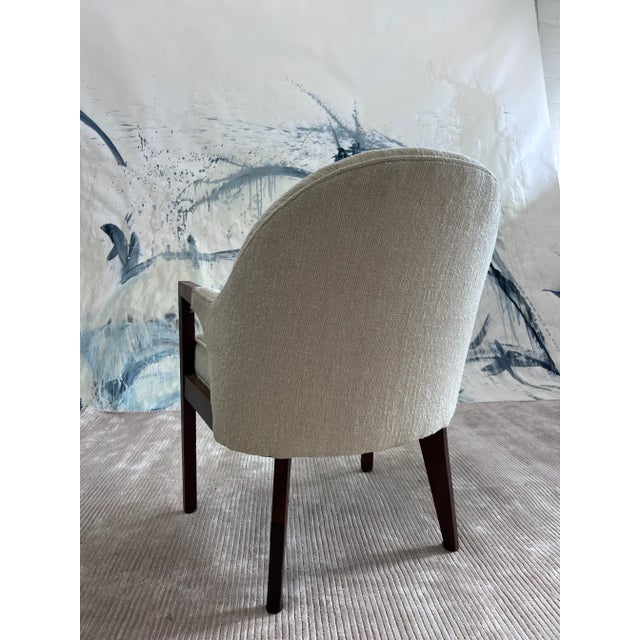 1960s Adrian Pearsall Style 1960s Walnut and Ivory Fabric Lounge Chair For Sale - Image 5 of 7