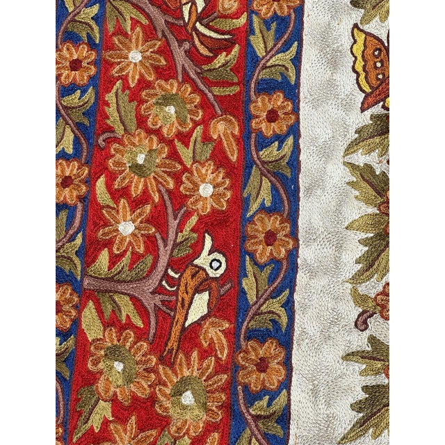 Vintage Indian Silk Embroidered Tapestry or Rug, 1990s For Sale - Image 3 of 18