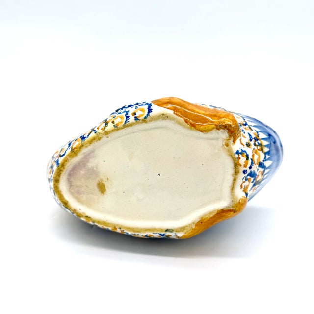 Antique Quimper Hand Painted Swan Jardiniere For Sale - Image 10 of 10