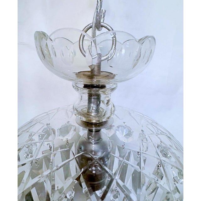 Vintage Hand Cut Glass Dish Basket Chandelier For Sale - Image 4 of 8
