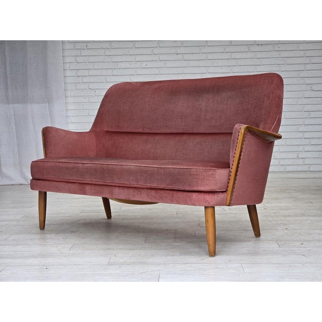 Swedish 2-Seater Sofa in Pink Velour and Beech, 1970s For Sale - Image 16 of 18