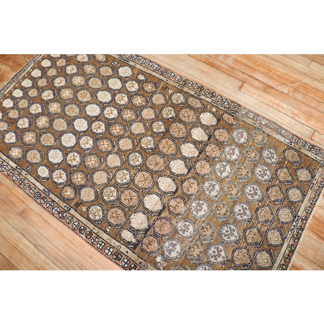 Zabihi Collection Antique Persian Brown Scatter Rug For Sale - Image 4 of 7