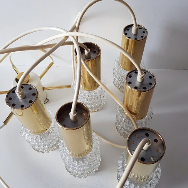 Cascade Lamp With Six Pendants by "Gebr. Leclaire & Schäfer" Germany, 1960s For Sale - Image 9 of 14