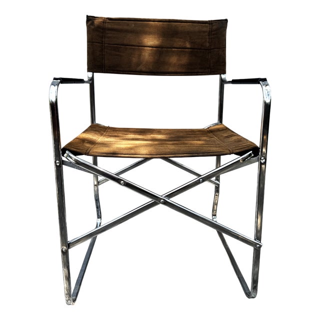 April Folding Chair in Chrome and Fabric by Giancarlo Piretti for Anonima Castelli, Italy, 1970s For Sale