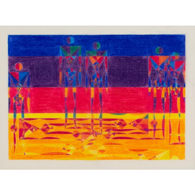 1960s Geometric Colorist Project Surrealist Drawings, France Circa 1960 For Sale - Image 5 of 12