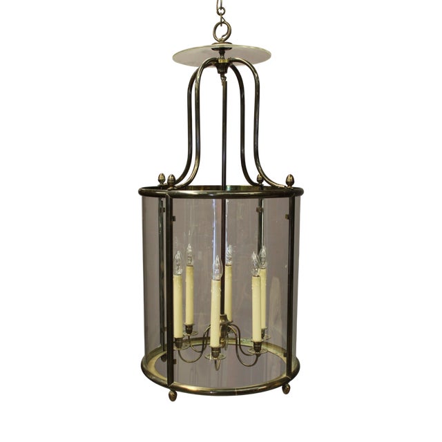 20th Century Six-Light Brass Lantern, 1950s For Sale
