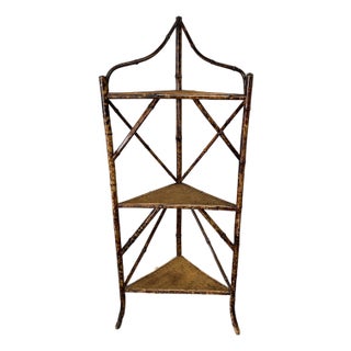 Antique Bamboo Corner Stand/Shelves For Sale